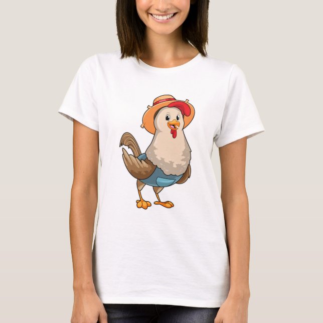 T-shirt Poulet en fermier avec Casquette (Devant)