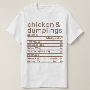 T-shirt poulet et boulettes étiquette de la valeur nutrit