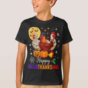 T-shirt Poulet Halloween Thanksgiving Xmas Joyeux Hallotha