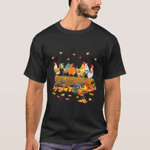 T-shirt Poulet Mignon Feuilles Et Écharpe Automne