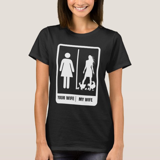 T-shirt Poulet Papa Drôle Fête des pères Rooster Ma femme  (Devant)
