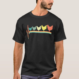 T-shirt Poulet Poule Rythme Cardiaque Rétro