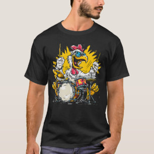 T-shirt Poulet Rythmique Avec Tambours Pour Batteur