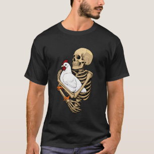 T-shirt Poulet squelette Halloween animal de ferme effraya