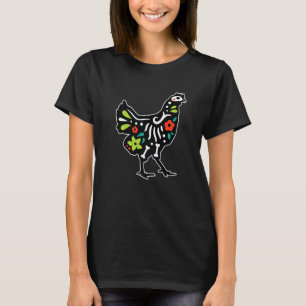 T-shirt Poulet Sugar Crâne Dia De Los Muertos Fête Mexicai