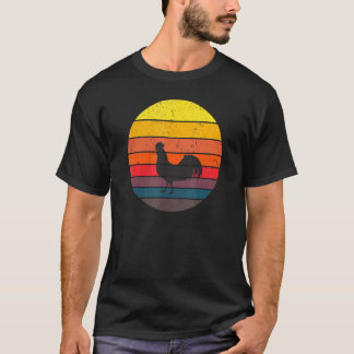 T-shirt Poulet Vintage Rétro Coucher de soleil Silhouette