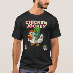 T-shirt Poulet Zombie Jockey Zombie Pixel Drôle Joueur