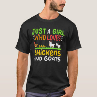 T-shirt Poulets Chèvres juste une fille qui aime T chemise