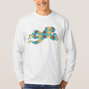 T-shirt Poulpe à motifs de losanges bleu et jaune
