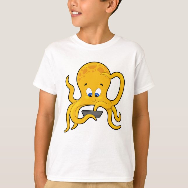T-shirt poulpe avec ordinateur portable (Devant)