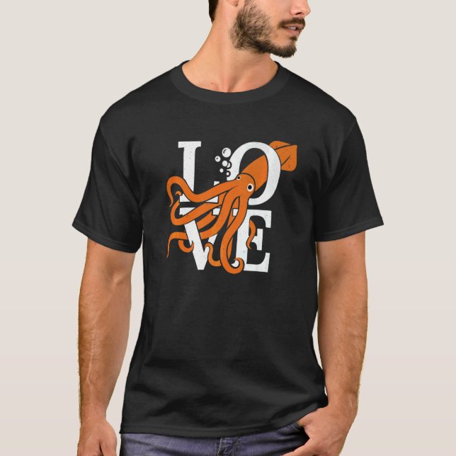 T-shirt Poulpe d'amour  Seiche Calmar (Devant)