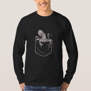 T-shirt Poulpe Dans La Poche De Poitrine Poulpe Poche Calm