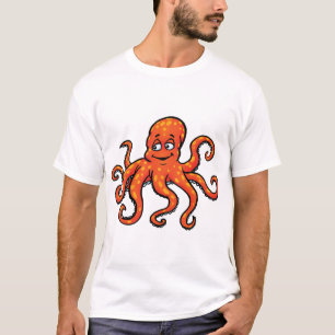 T-shirt Poulpe orange dessin animé océan créature marine