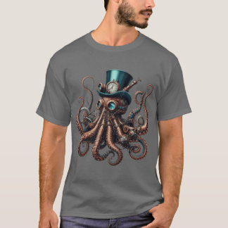 T-shirt Poulpe rétro vintage steampunk