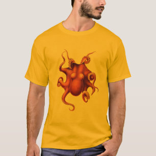 T-shirt poulpe vintage de poulpe de mer à vapeur