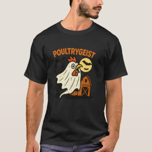 T-shirt Poultrygeist Poulet Fantôme Drôle Pun Halloween Cr