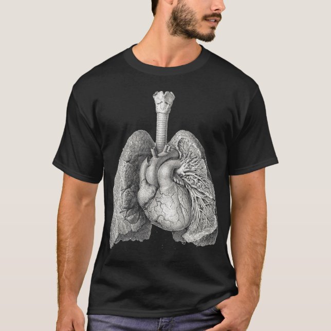 T-shirt Poumons cardiaques humains Anatomie médicale Vinta (Devant)