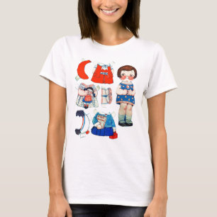 T-shirt Poupée en papier d'art vintage. Jolie poupée en pa