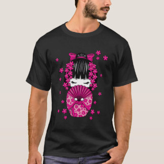 T-shirt Poupée Kawaii Kokeshi Avec Fleur Japonaise De Ceri