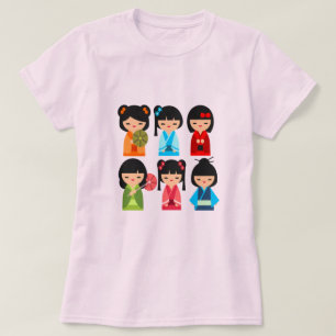 T-shirt Poupées japonaises Cute Kokeshi