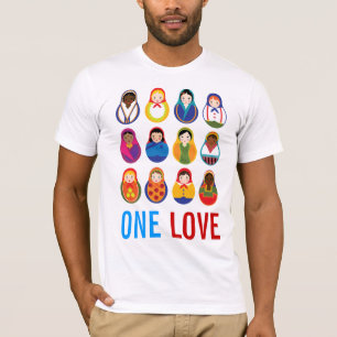 T-shirt Poupées multiculturelles d'emboîtement une paix