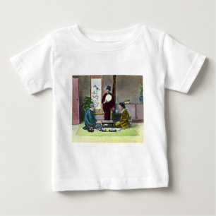 T-shirt Pour Bébé 麻雀 traditionnel vintage de Mahjong de Japonais