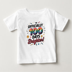 T-shirt Pour Bébé 100e jour d'école, officiellement 100 jours plus b