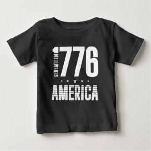T-shirt Pour Bébé 1776 Amérique historique liberté typographie blanc