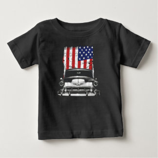 T-shirt Pour Bébé 1953 Chevy 210 - Vue du grill avant avec le drapea