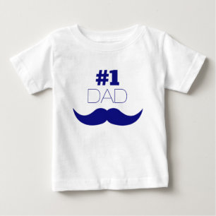 T-shirt Pour Bébé #1 Papa Blue Mustache