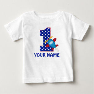 T-shirt Pour Bébé 1er Anniversaire Boy Avion Chemise Personnalisée