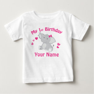 T-shirt Pour Bébé 1er Anniversaire Fille Eléphant T Chemise personna