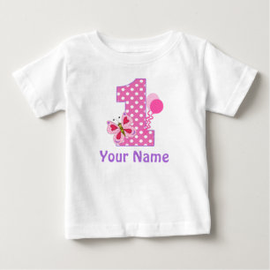 T-shirt Pour Bébé 1er Anniversaire Girl Butterfly personnalisée T-sh