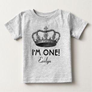 T-shirt Pour Bébé 1er anniversaire Royal Prince Crown Un an