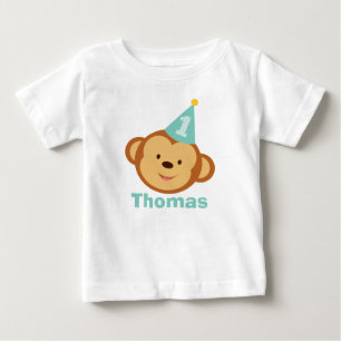 T-shirt Pour Bébé 1er anniversaire singe garçon avec nom personnalis