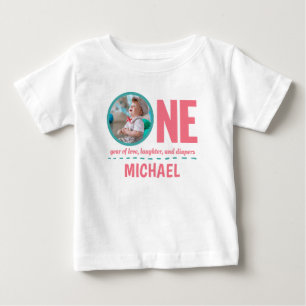 T-SHIRT POUR BÉBÉ 1ER ANNIVERSAIRE VÊTEMENTS DE BÉBÉ PHOTO ET TEXTE