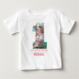 T-SHIRT POUR BÉBÉ 1ER ANNIVERSAIRE VÊTEMENTS DE BÉBÉ PHOTO PERSONNAL