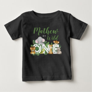T-shirt Pour Bébé 1er anniversaire Wild One Jungle Safari Animaux