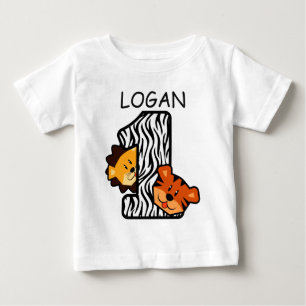 T-shirt Pour Bébé 1er anniversaire ZEBRA Tiger et Lion 1 an A7