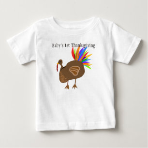 T-shirt Pour Bébé 1er Thanksgiving Turquie Feathers