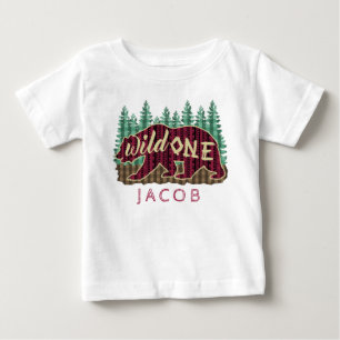 T-shirt Pour Bébé 1ère fête d'anniversaire Wild One Bear Tribal Plai