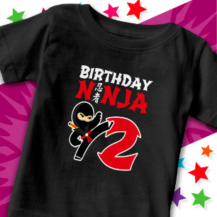 T-shirt Pour Bébé 2 ans Karate Ninja Party Enfants 2e anniversaire