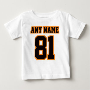 T-shirt Pour Bébé 2 Côté BLANC NOIR ORANGE Romper Football Jersey