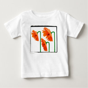 T-shirt Pour Bébé 3 coquelicots avec bord