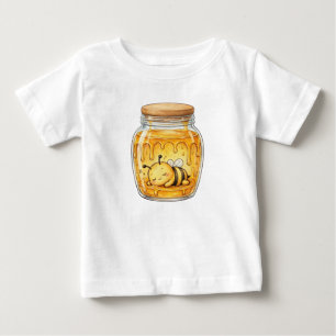 T-shirt Pour Bébé Abeille endormie dans un pot de miel - Aquarelle m