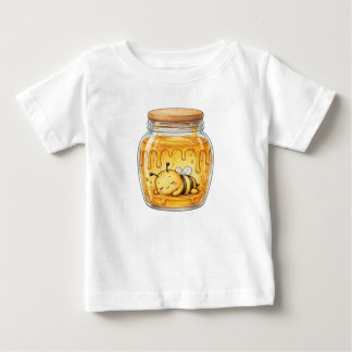 T-shirt Pour Bébé Abeille endormie dans un pot de miel - Aquarelle m