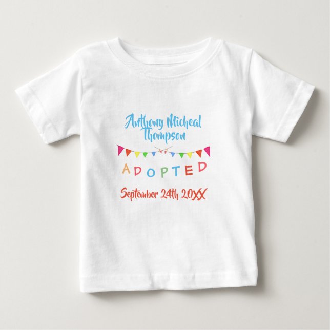 T-shirt Pour Bébé Adopté de l'accueil - chemise nommée faite sur (Devant)