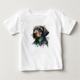 T-shirt Pour Bébé Adorable À poils durs Dachshund Puppy aquarelle Ar