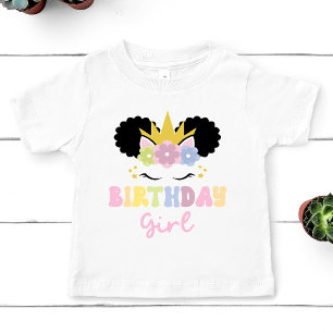 T-shirt Pour Bébé Afro Puff Unicorn Anniversaire Girl Party tenue