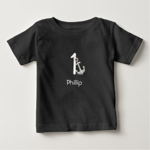 T-shirt Pour Bébé Âge de la personnalisation et Ancre non blanche